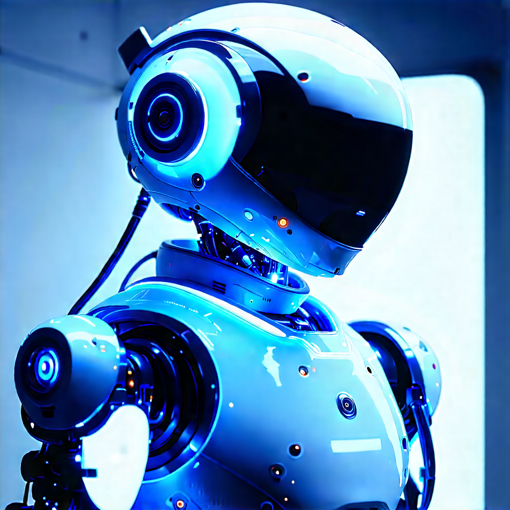 Robot with blue light glow