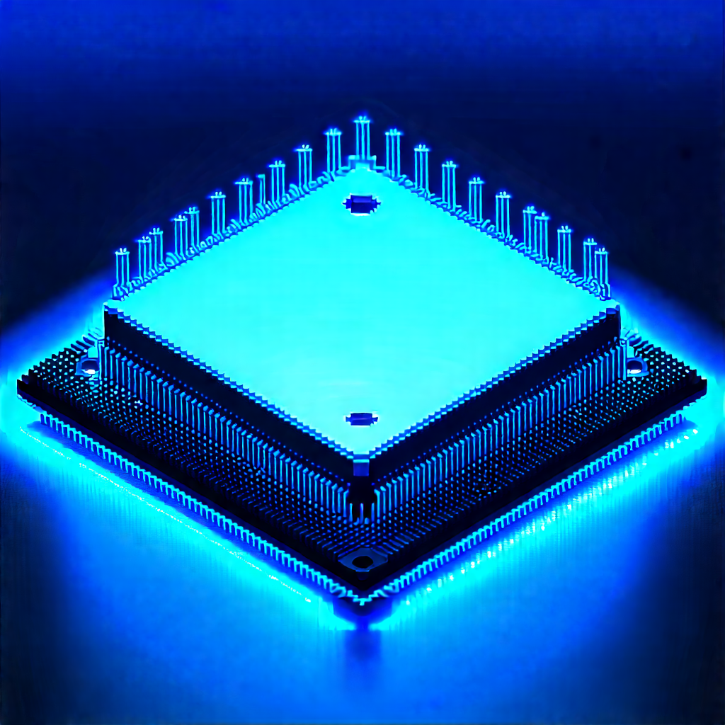 Microchip with blue light glow