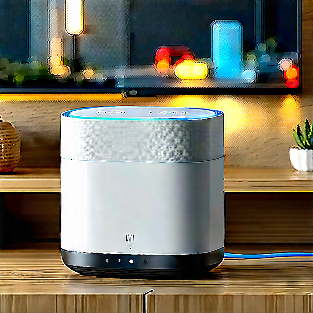 Smart Home (device:1.24) With Digital Artwork With White Speaker