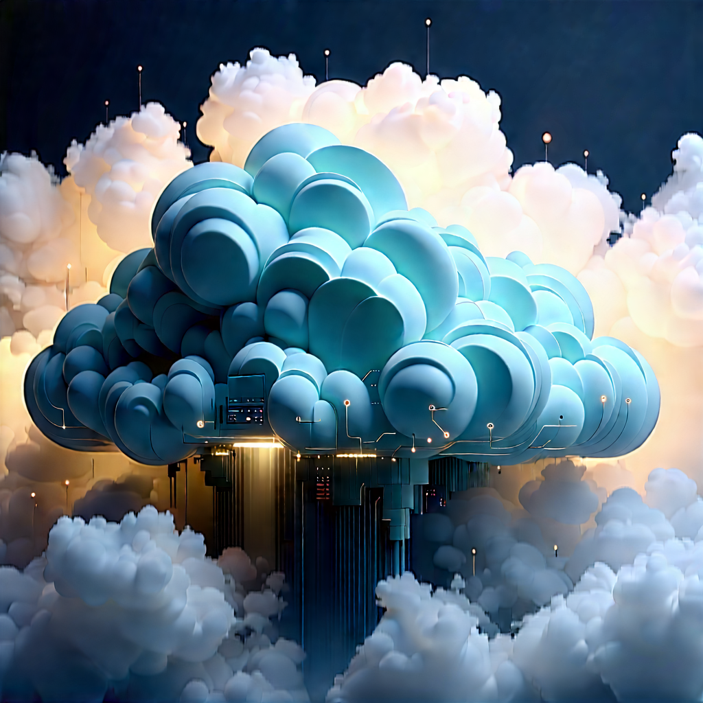 Cloud Computing Visualization With Large, Blue