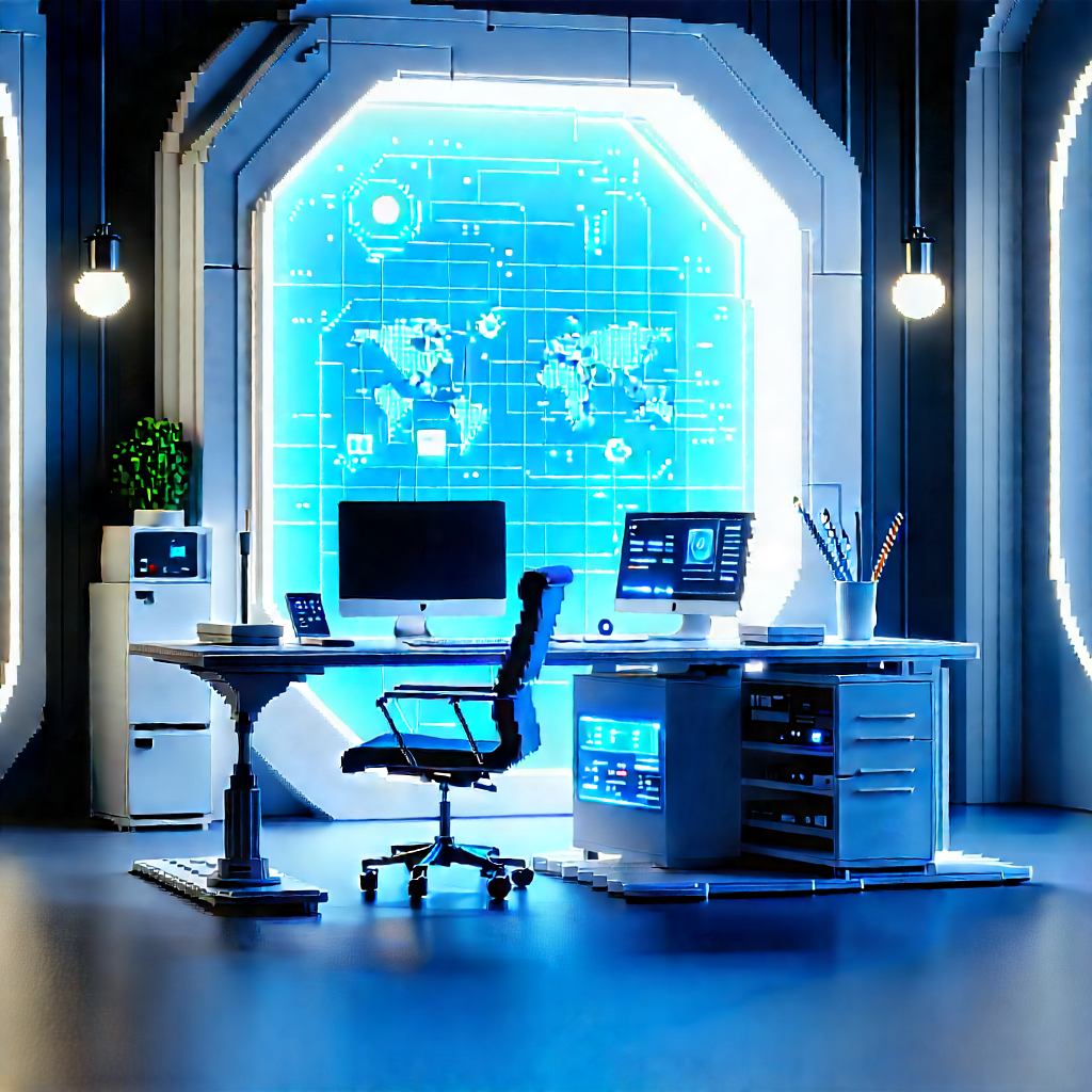 Futuristic Tech Startup Office With Image, There