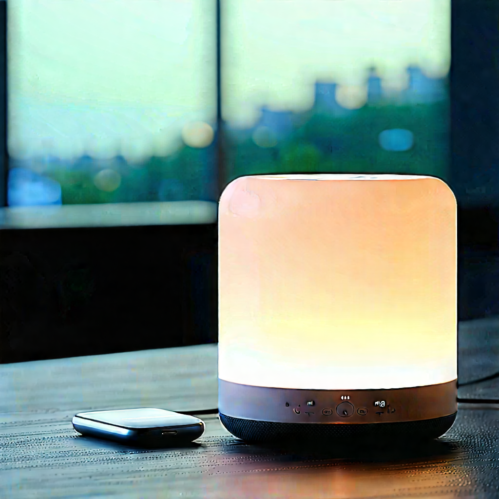 Smart Home Device With Glowing Screen With Small White