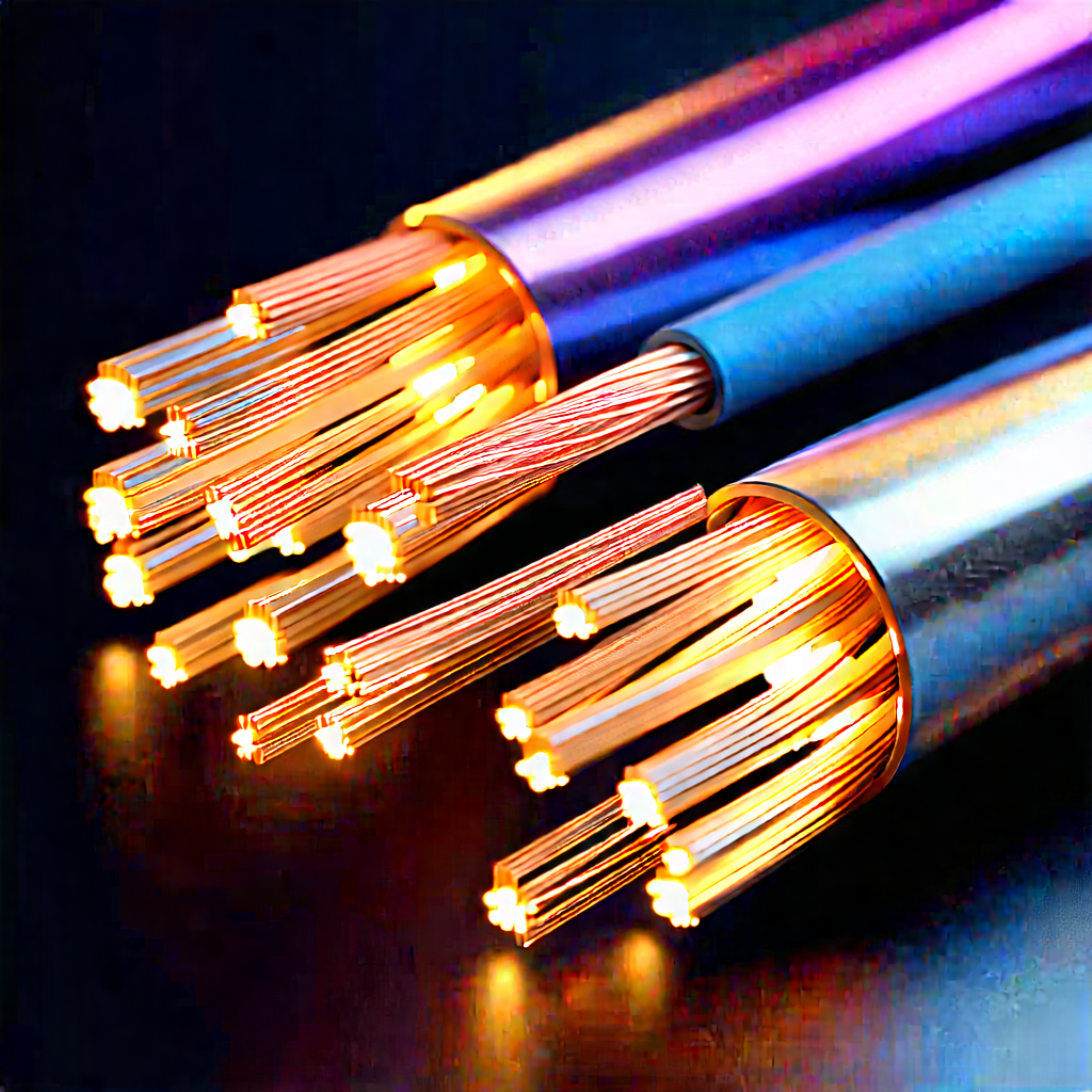 Close-up Of Fiber Optic Cables With Close-up Group