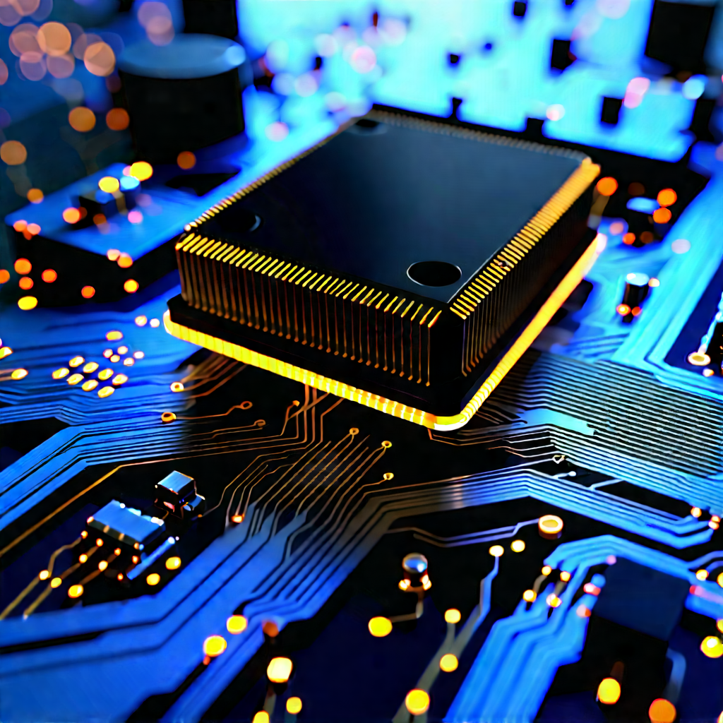 Close-up Of Electronic Circuit With Close-up Computer