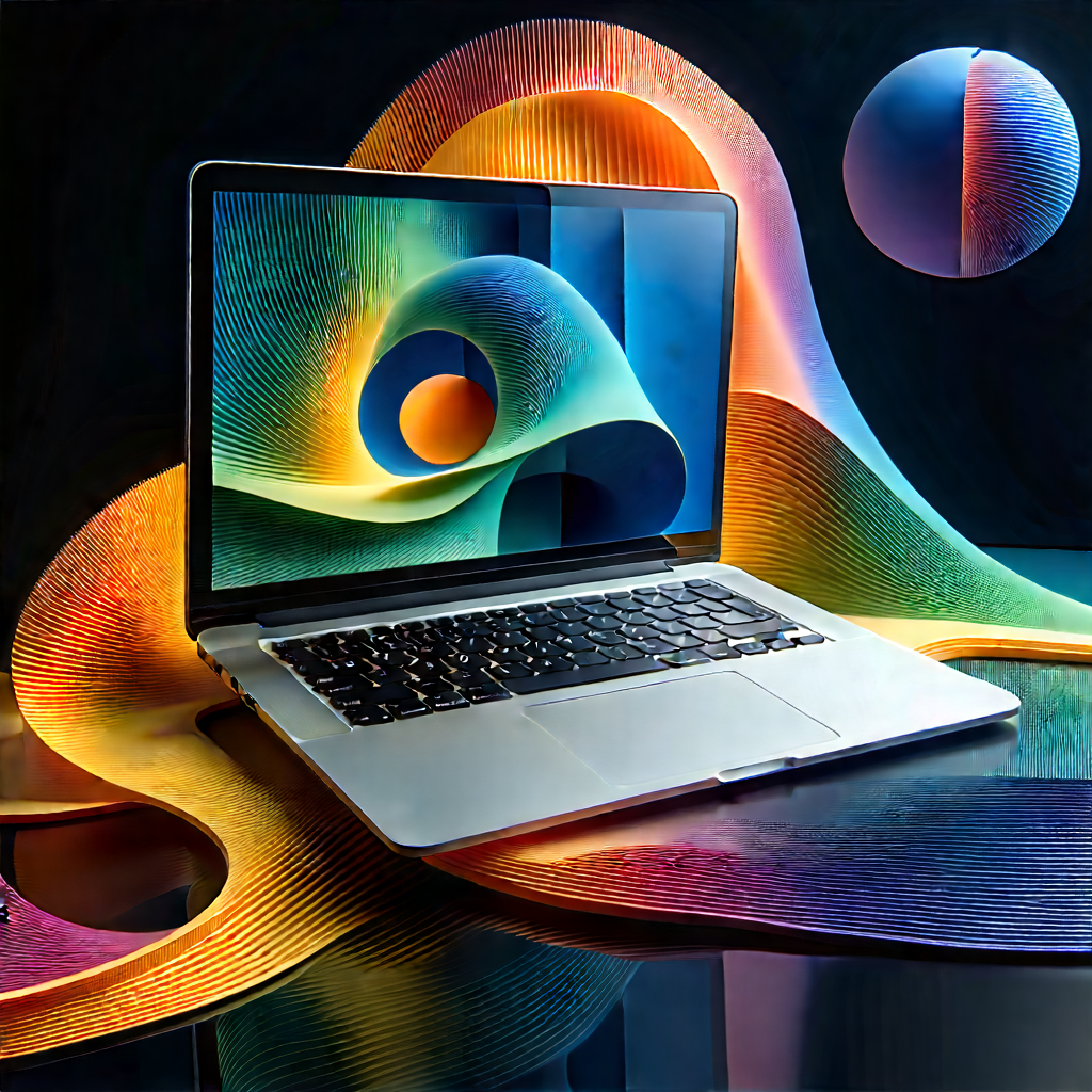 Laptop With (digital:1.14) Artwork With Laptop Computer
