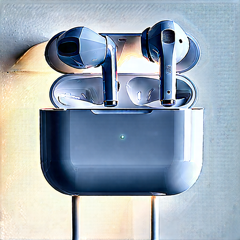 Wireless Earbuds With Digital Artwork With Pair Apple