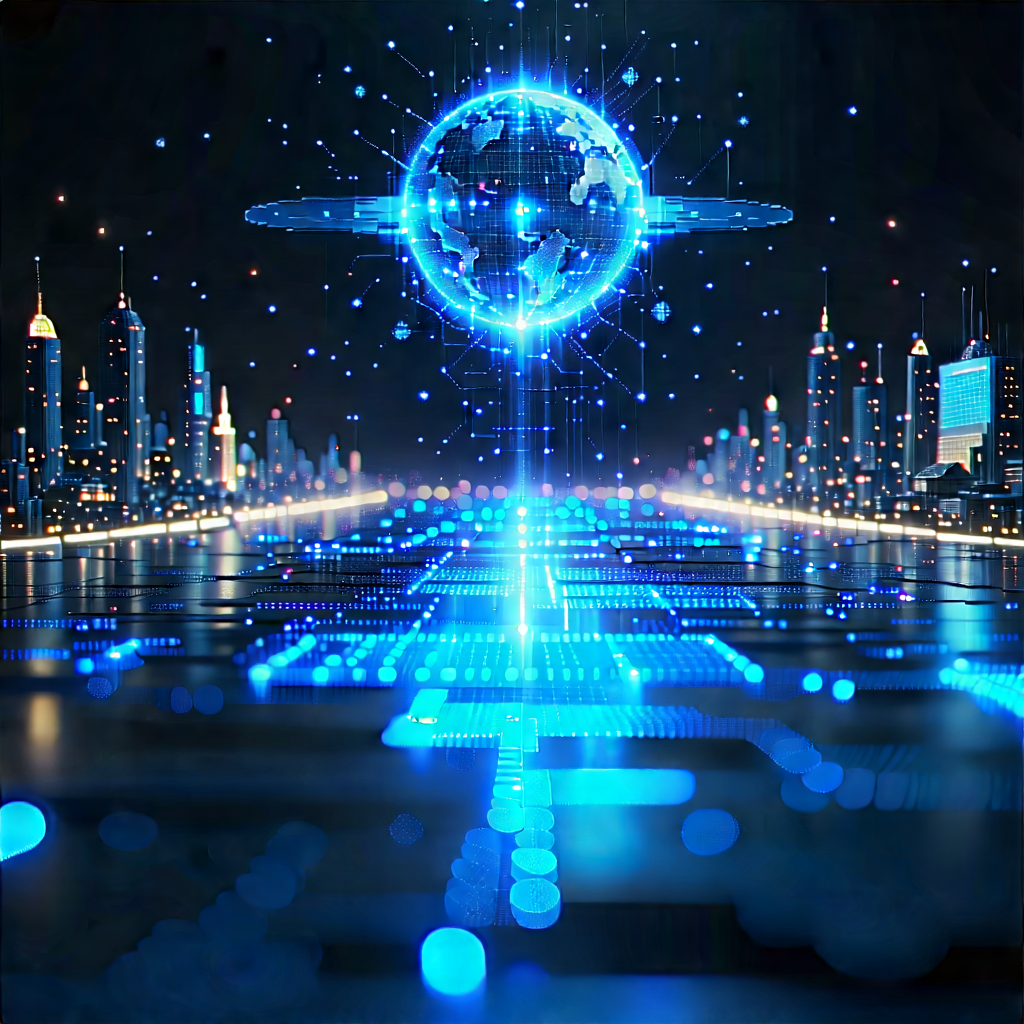 Artificial Intelligence Visualization With Futuristic Cityscape