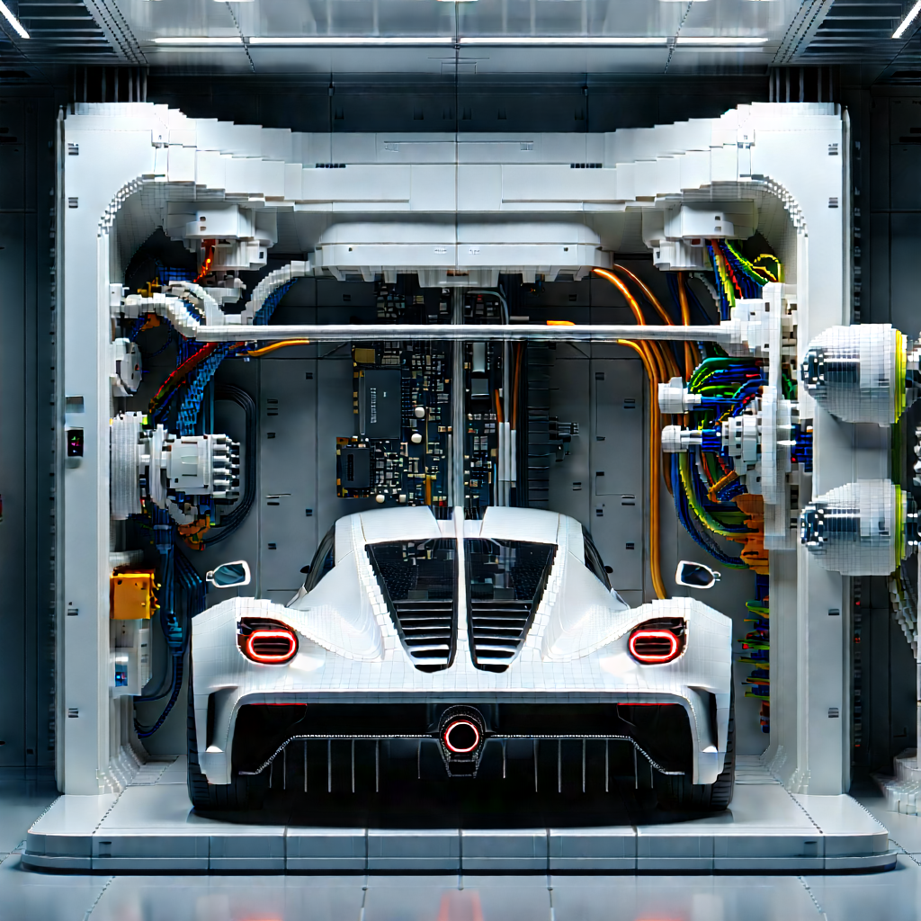 Automotive Technology In Research Center With White Parked