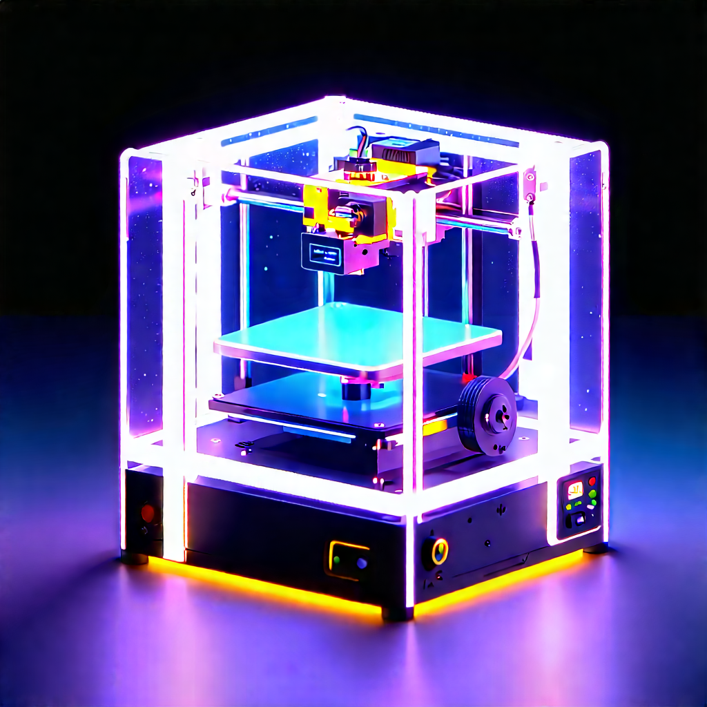 3d printer with neon accents