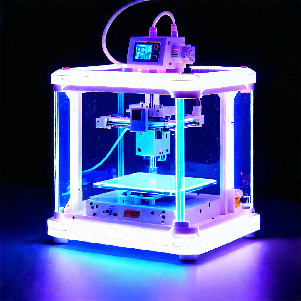 3d printer with neon accents