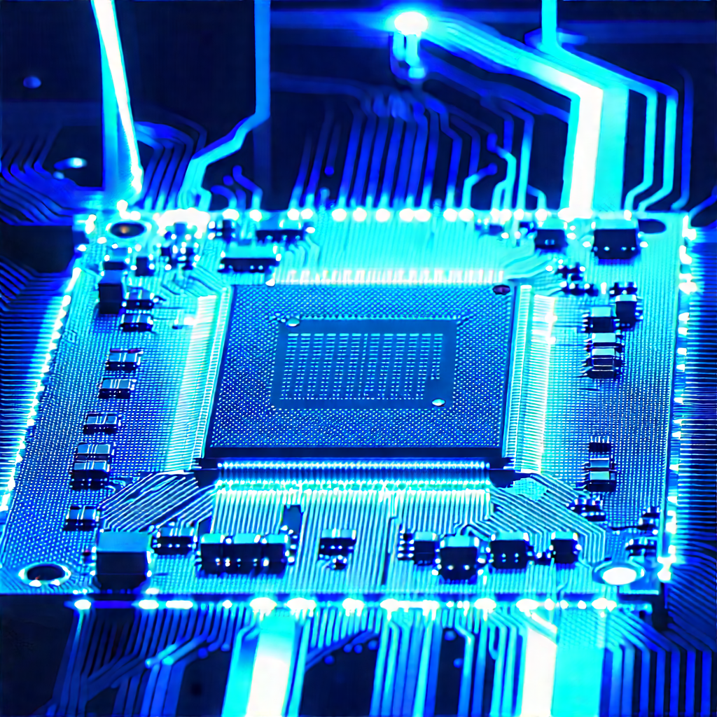 Microchip with blue light (glow:1.49)