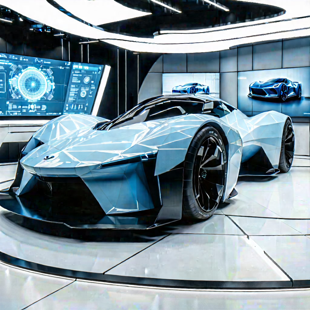 Automotive Technology In Research Center With Futuristic Showroom