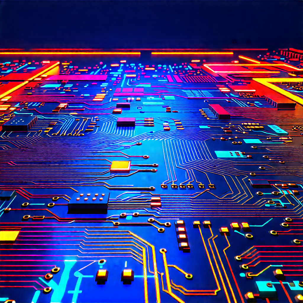 Circuit board with neon accents