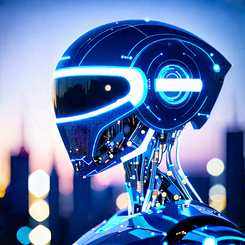 Robot With Digital Particles With Futuristic Robot