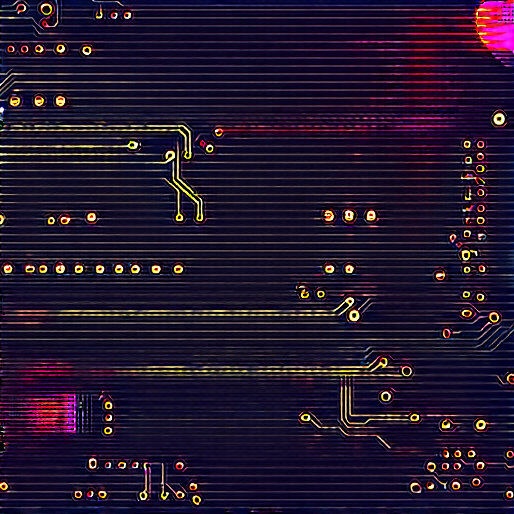 Circuit board with neon accents