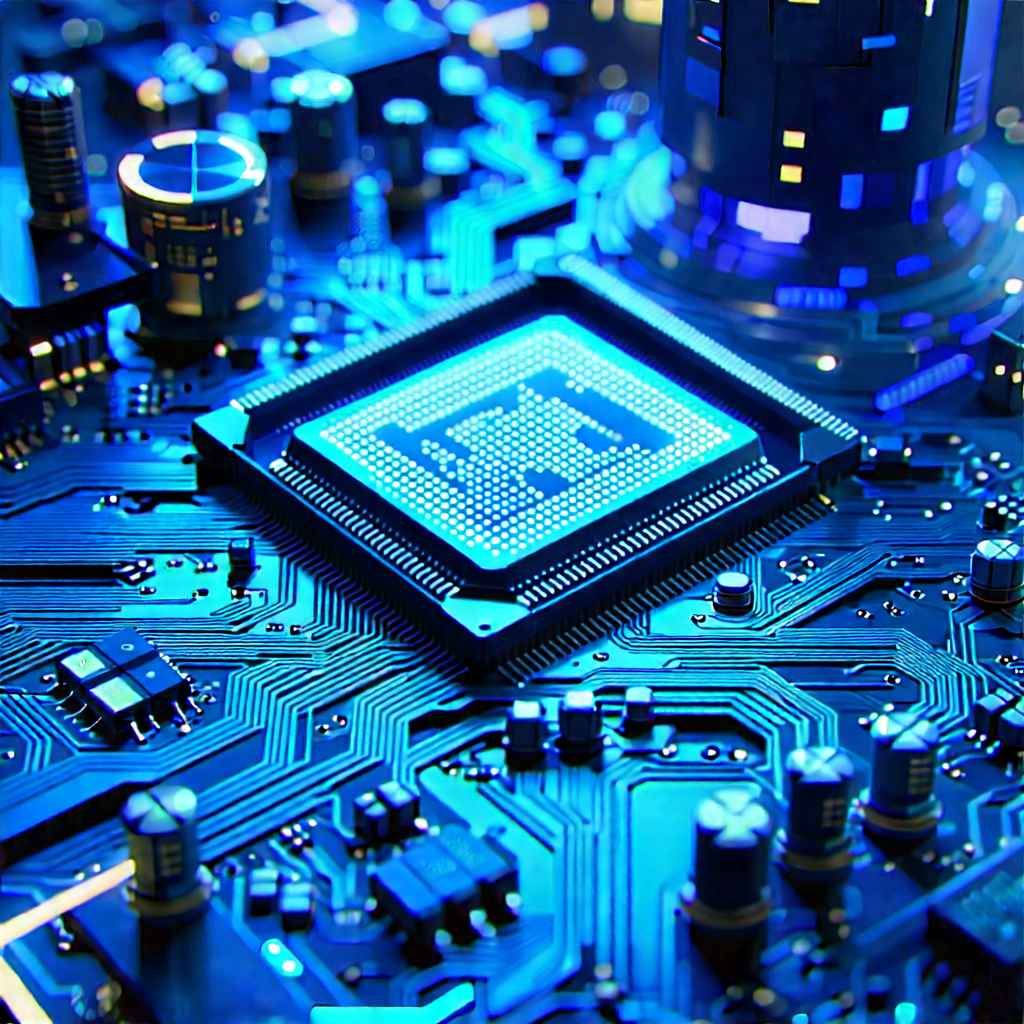 Close-up Of Electronic Circuit With Close-up Computer