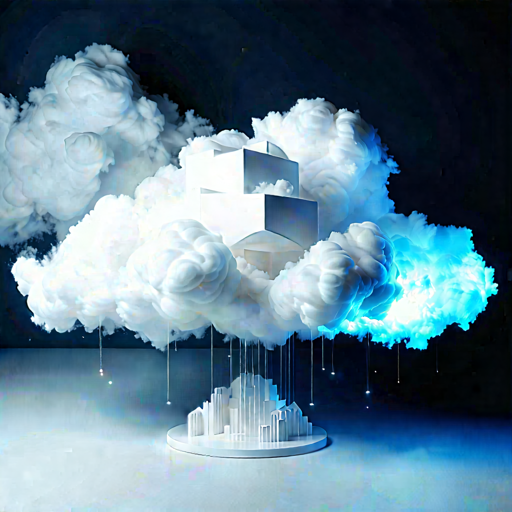 Cloud Computing Visualization With Large, White