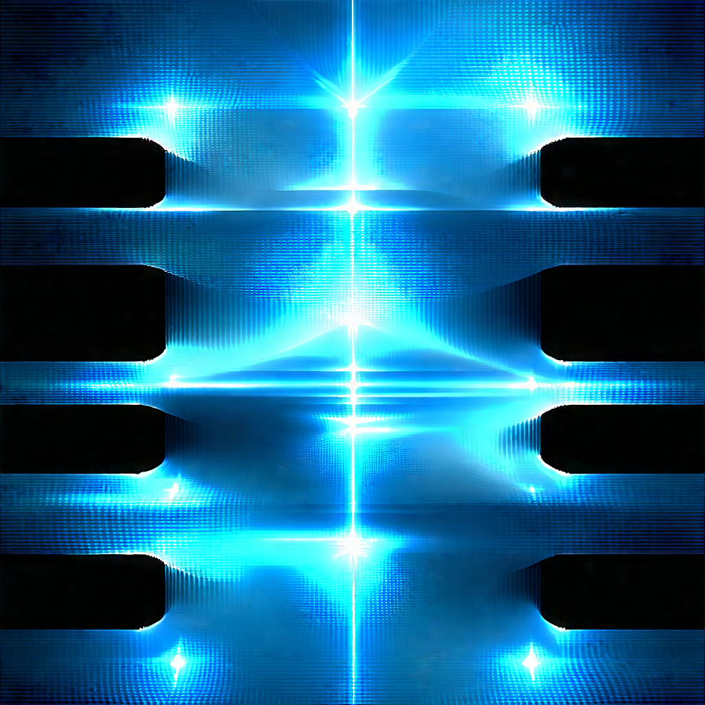 Quantum computer with blue light (glow:1.36)