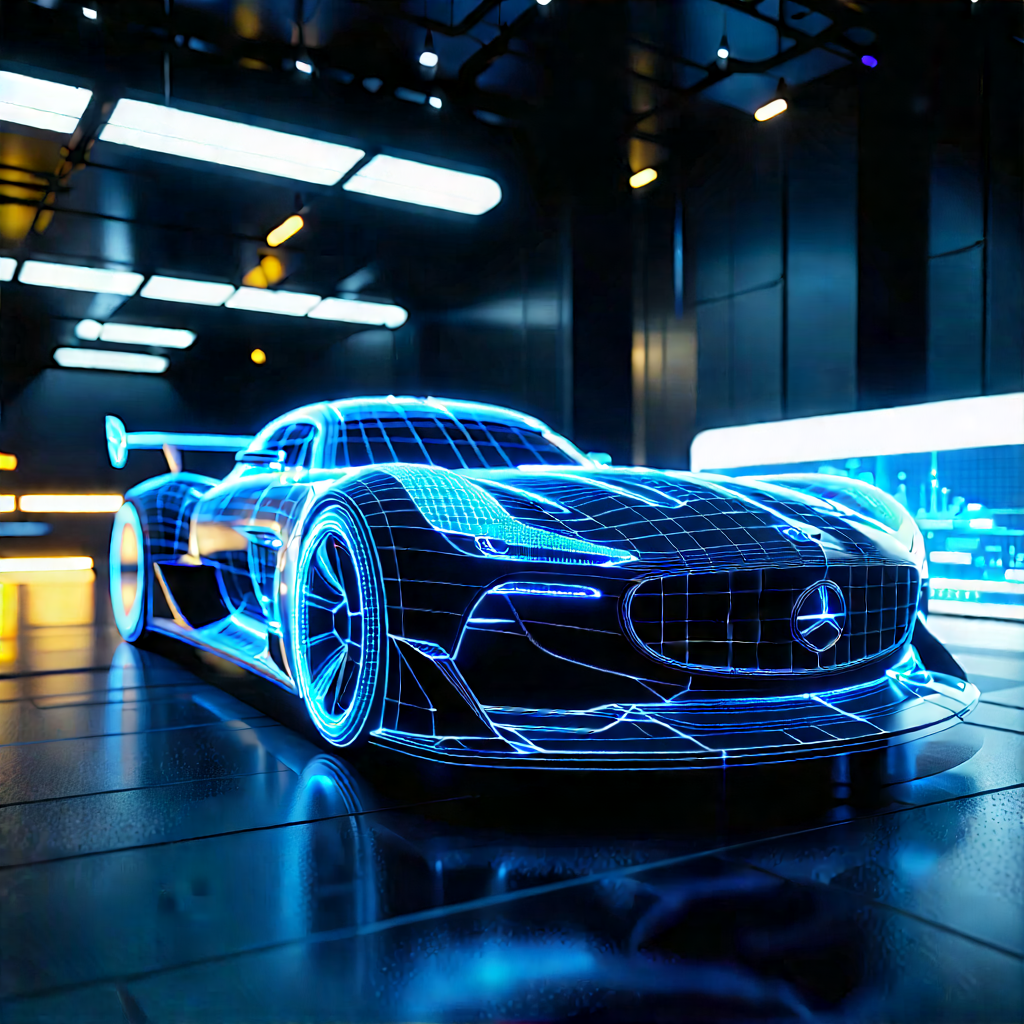 Automotive Technology In Tech Office With Blue Black
