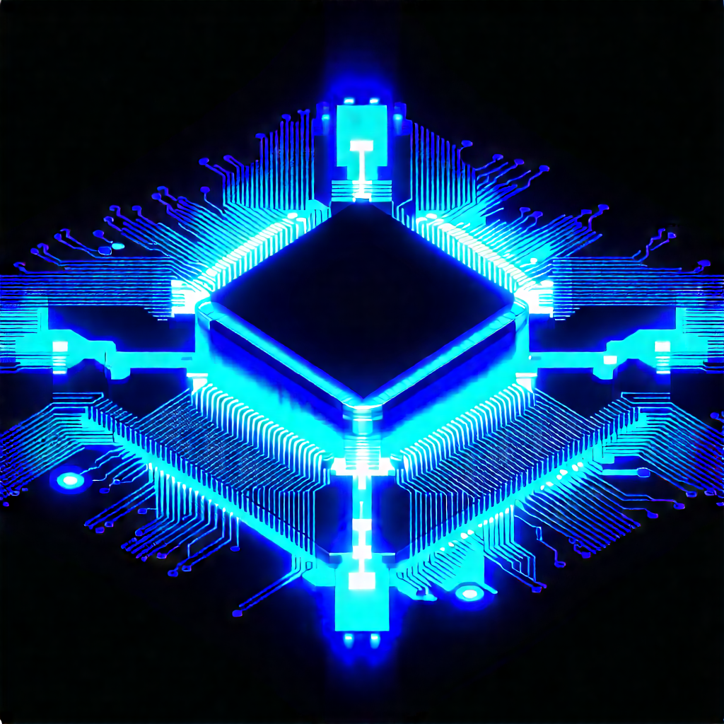 Microchip with blue light glow