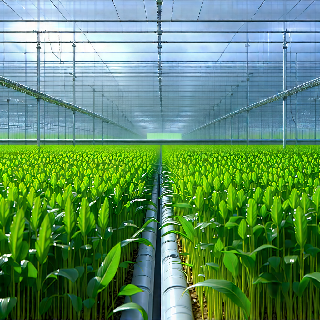 Agricultural Technology In Research Center With Large Greenhouse