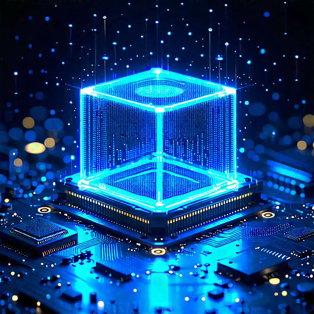 Quantum Computer With Blue Light (glow:1.46) With Blue