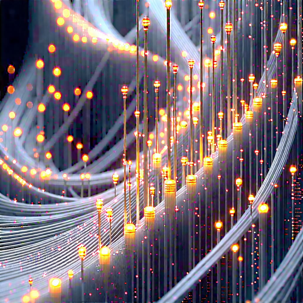 Close-up of fiber optic cables