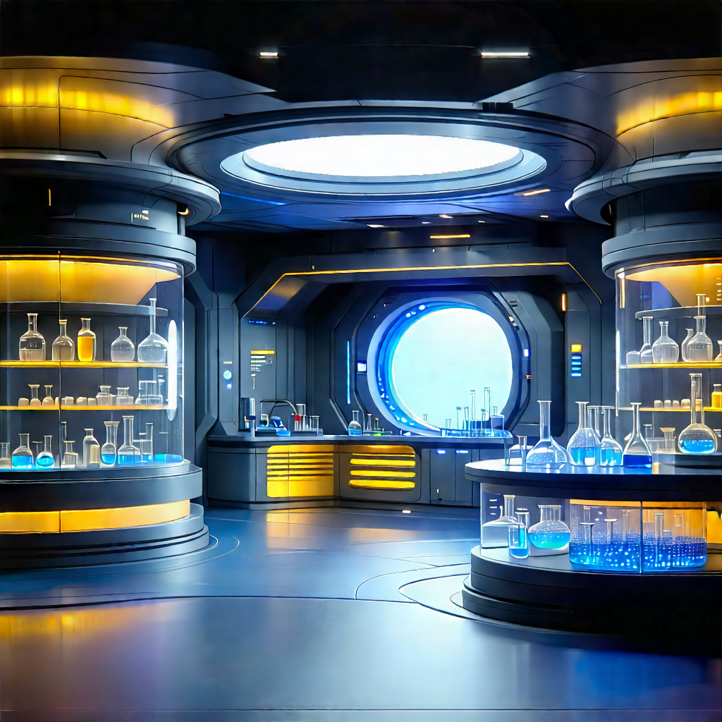 Futuristic Research Laboratory With Image, There