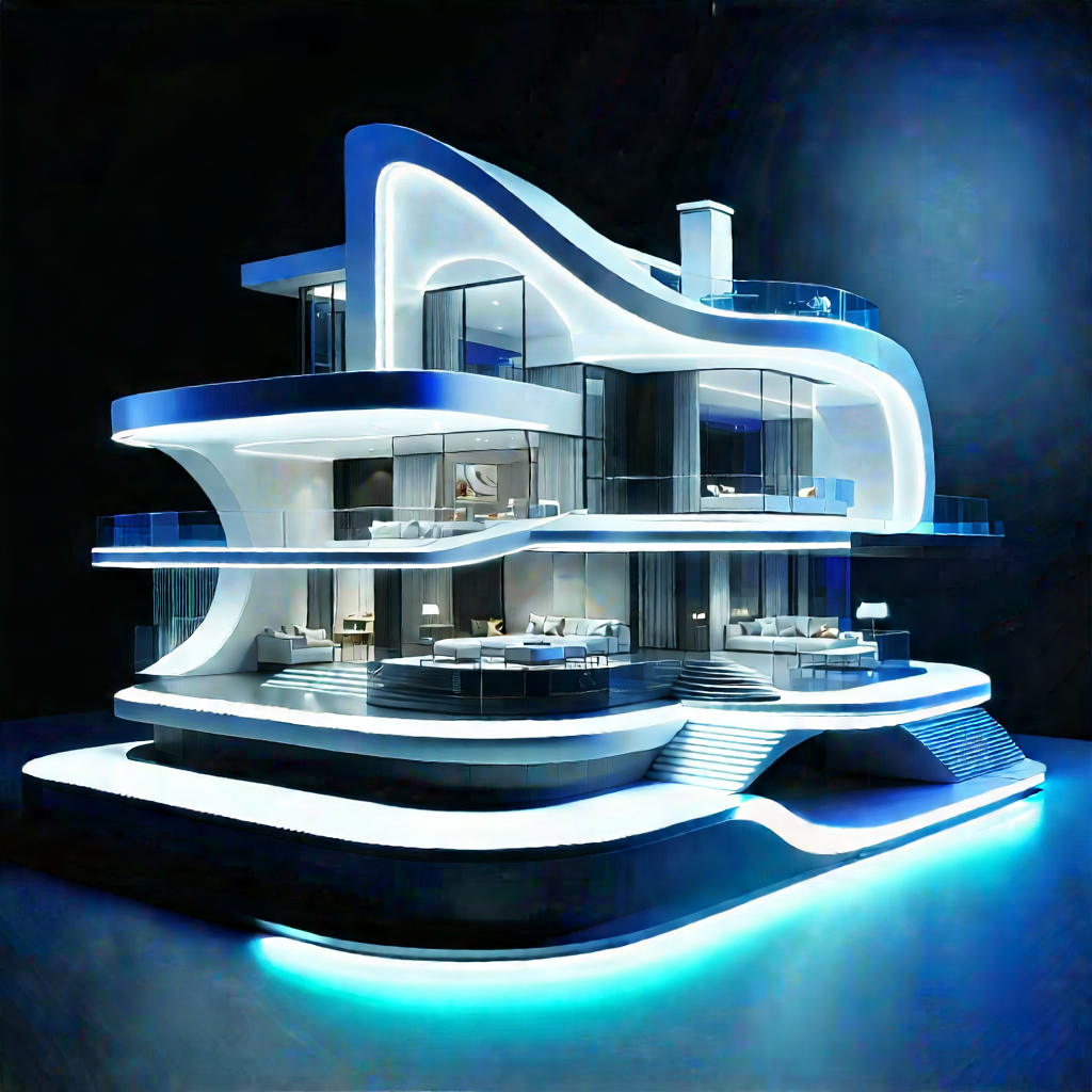 Futuristic Smart Home With Large, Modern