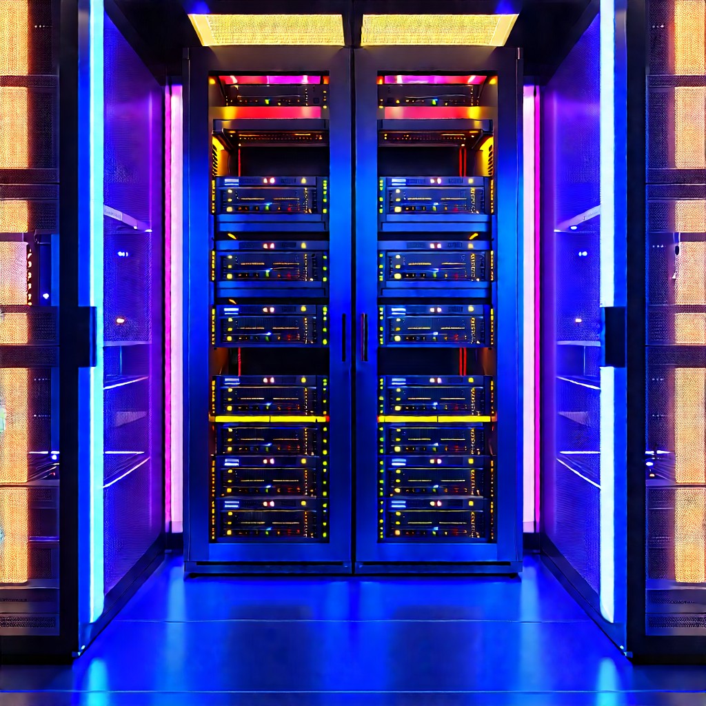 Server Rack With Neon Accents With Image, There