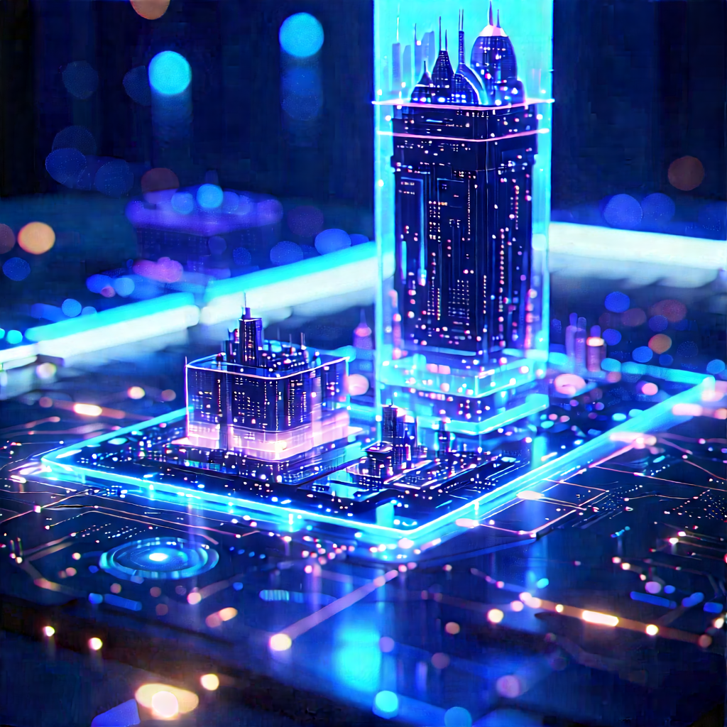 Futuristic Tech Startup Office With Futuristic Cityscape