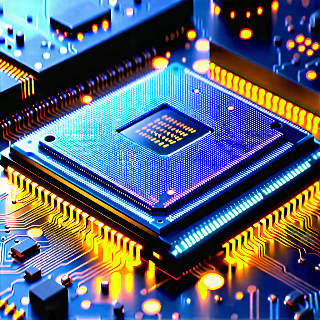Microchip With Digital Particles With Close-up Computer