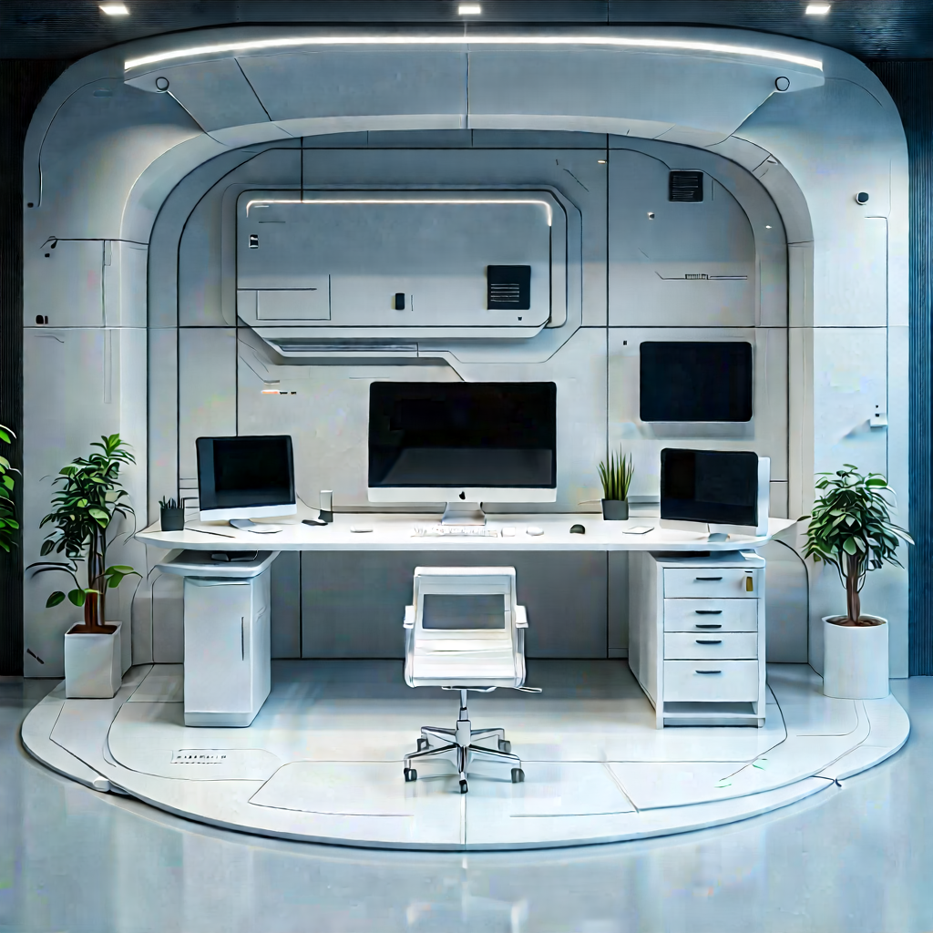 Futuristic Tech Startup Office With Large, Modern