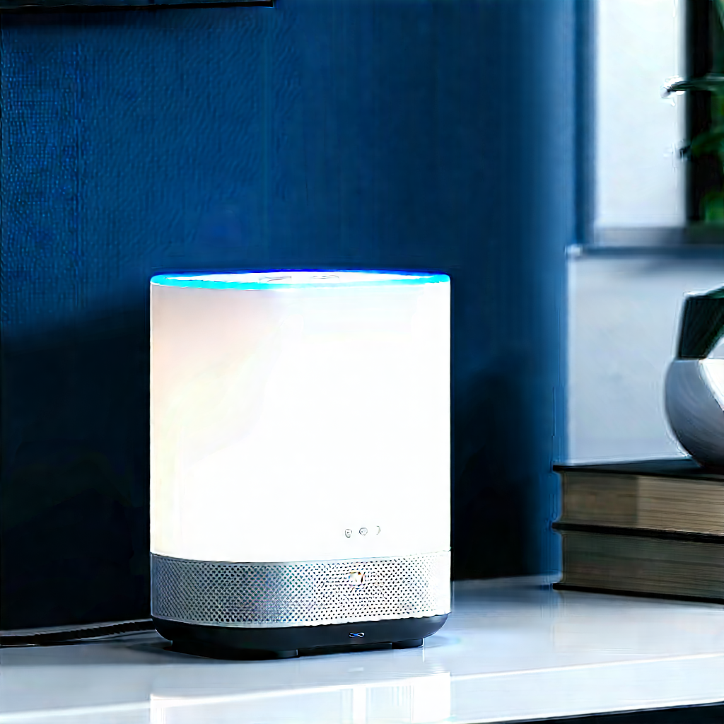 Smart Home Device With Digital Artwork With White Speaker