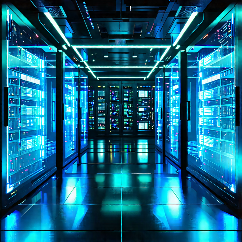 (futuristic:1.43) Server Room With Image, There