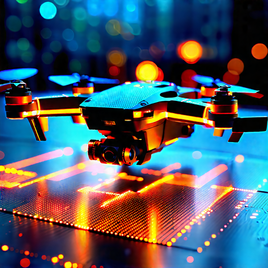 Drone With Glowing Screen With Black Drone