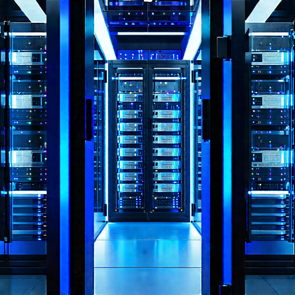 Server rack with neon accents