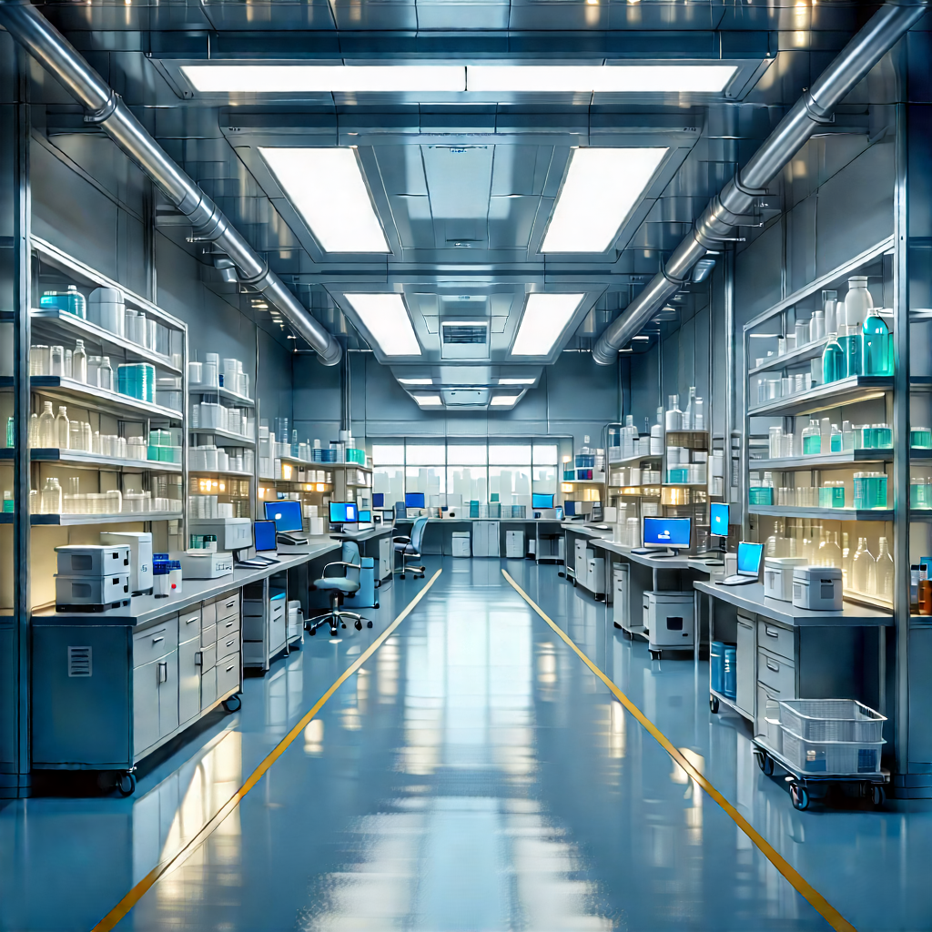 Healthcare Technology In Manufacturing Facility With Large, Well-lit