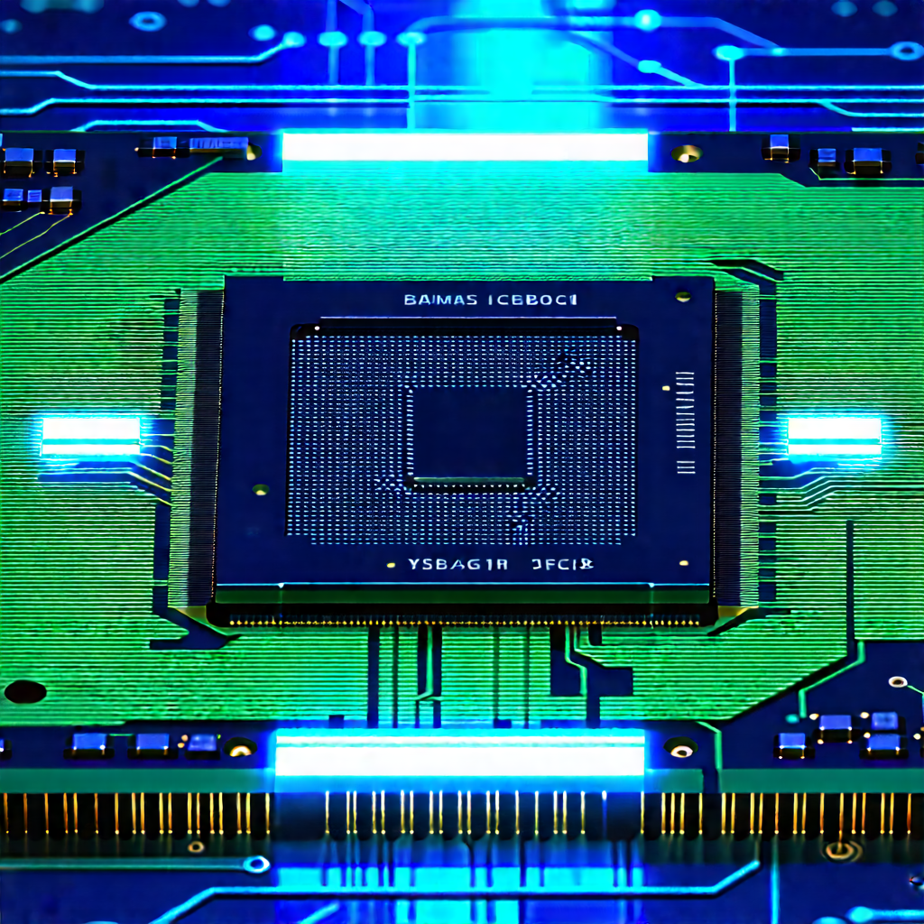 Microchip with blue light glow