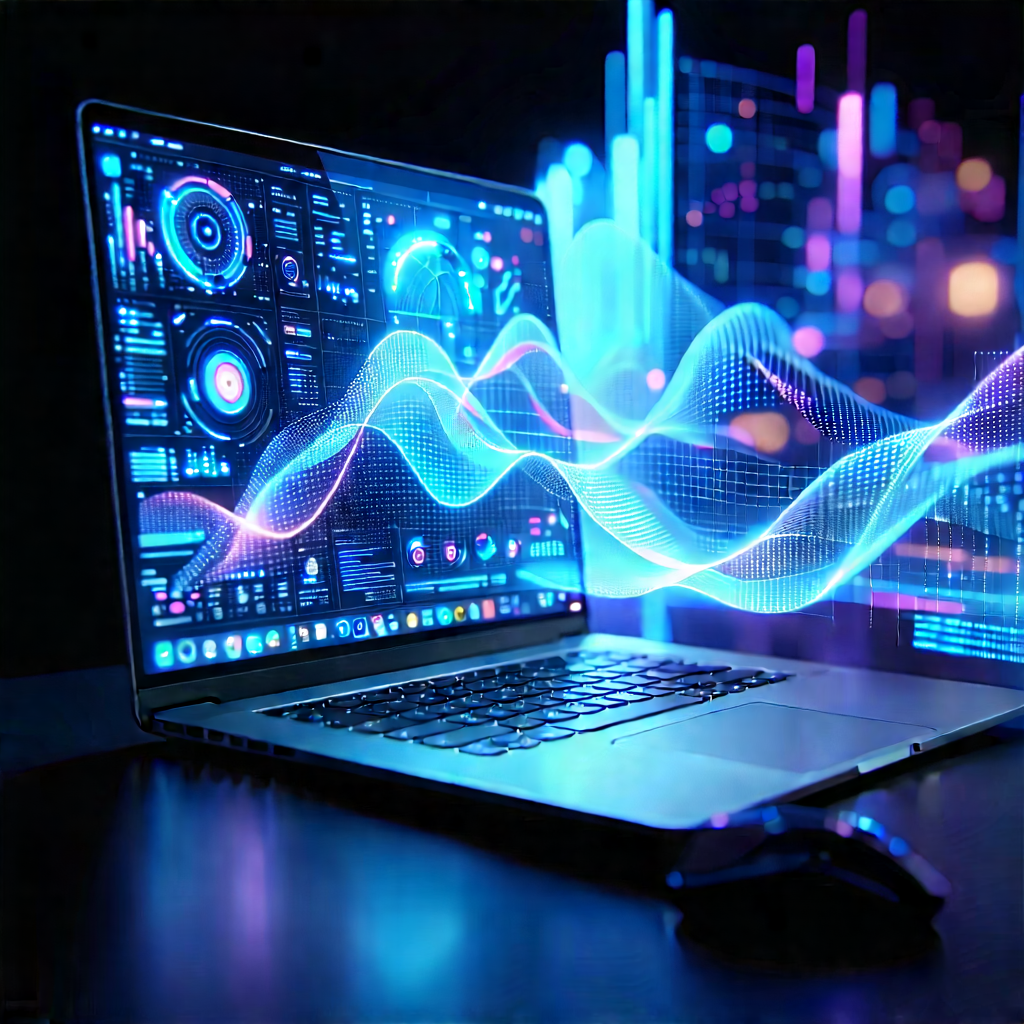Laptop With Data Visualization With Laptop Computer