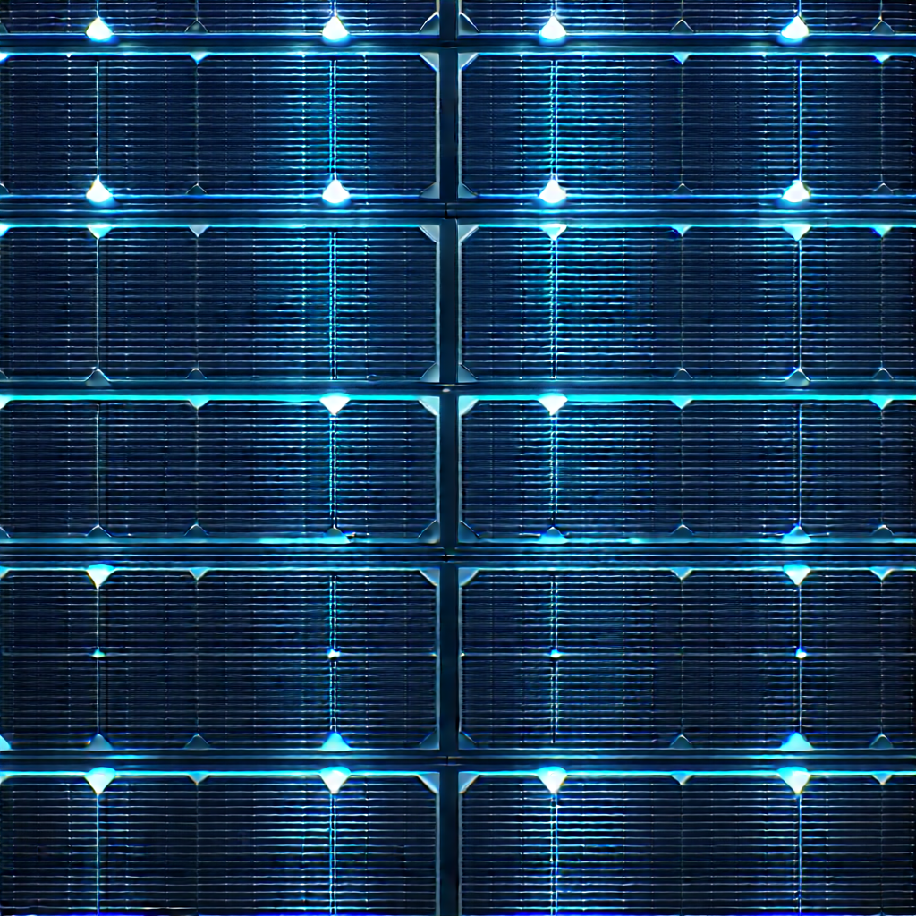 Solar Panel With Blue Light Glow With Large Blue