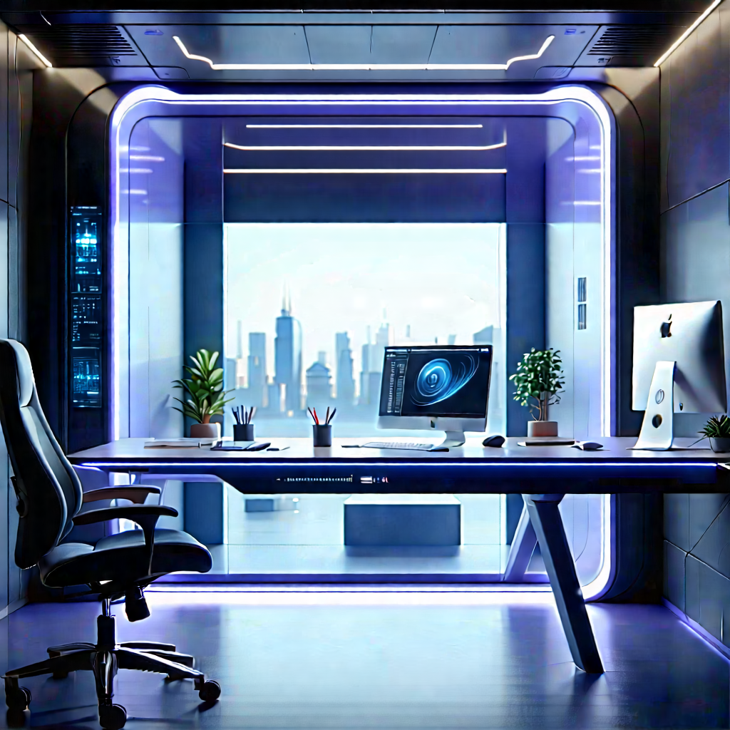 Futuristic Tech Startup Office With Modern Office
