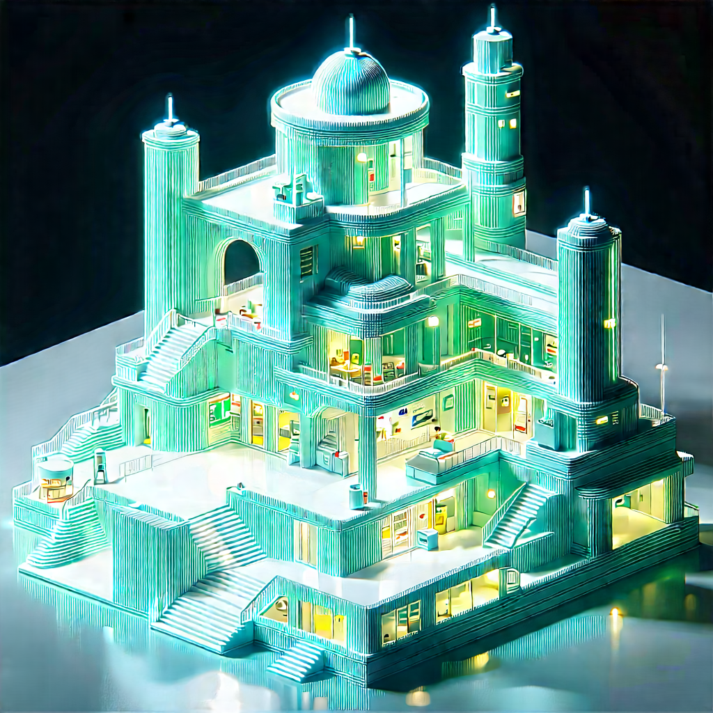 Futuristic Research Laboratory With Large, Colorful
