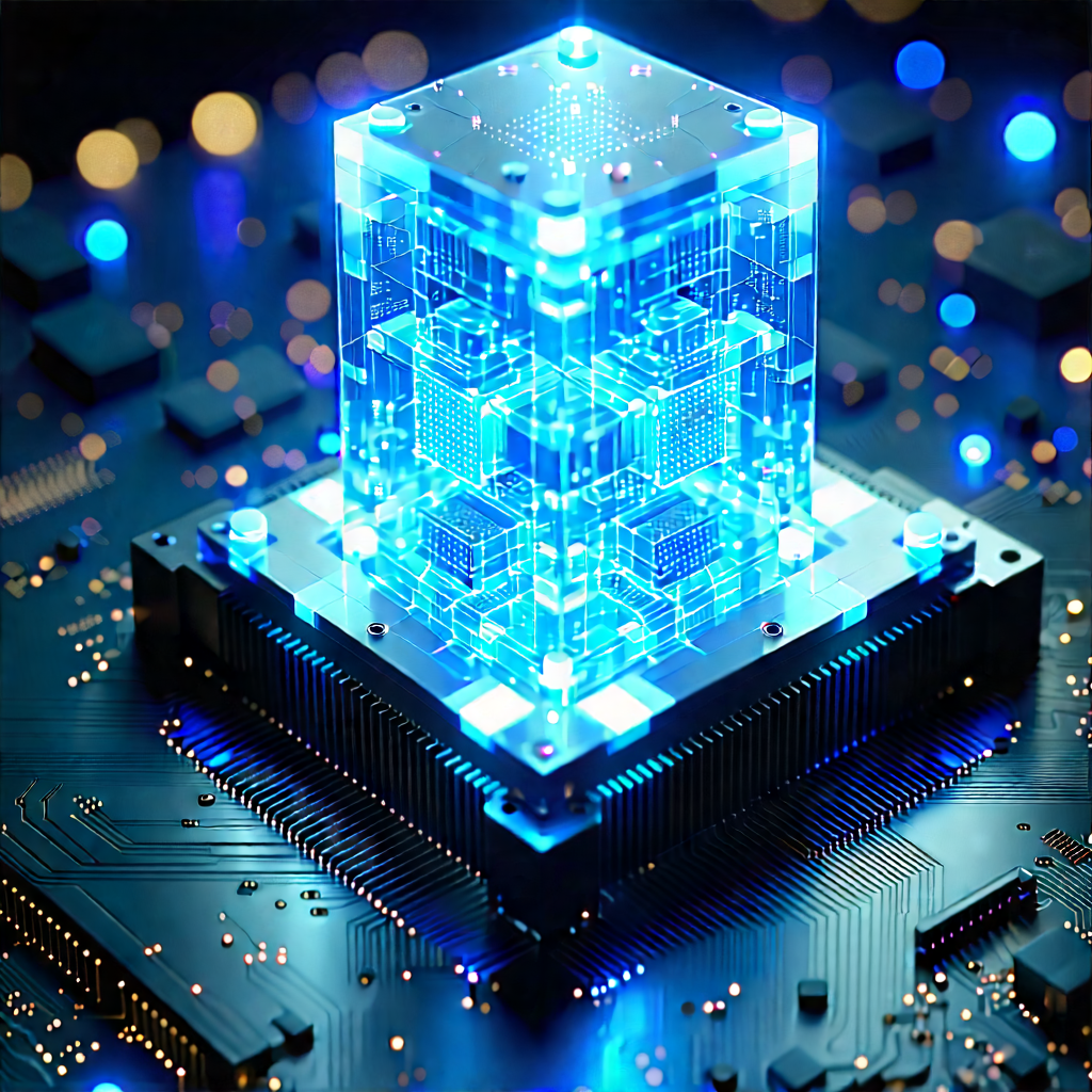 Quantum computer with blue light glow
