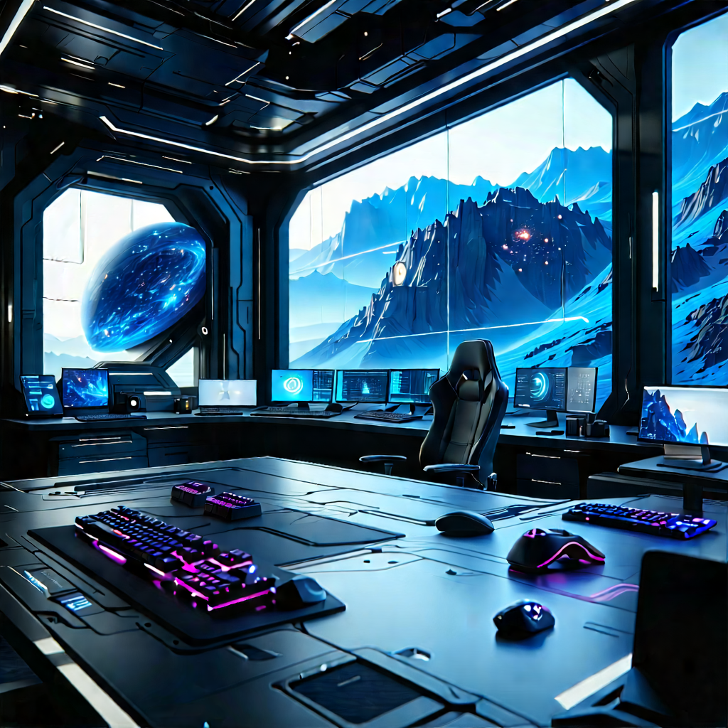 Futuristic digital workspace