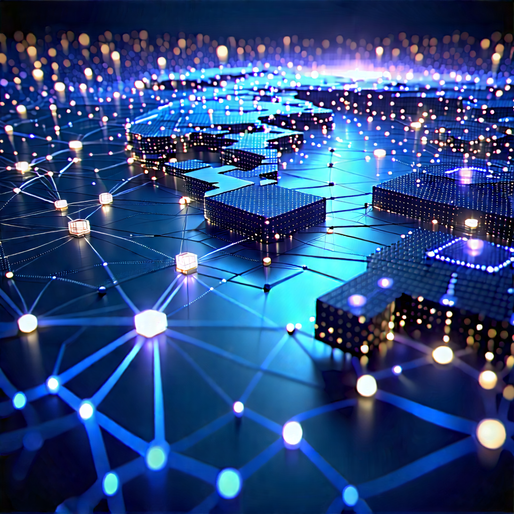 Blockchain Network Visualization With Blue White