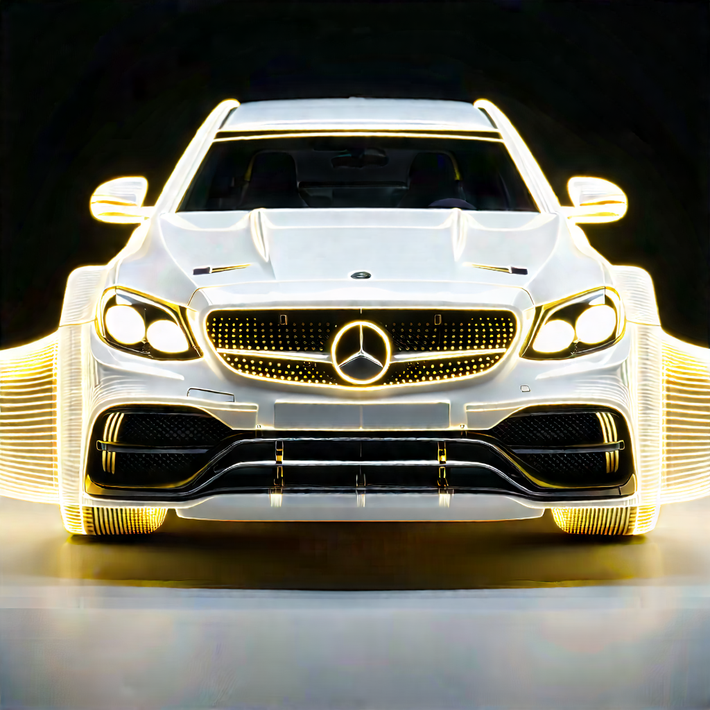 Automotive Technology In (modern:1.42) Laboratory With White Mercedes
