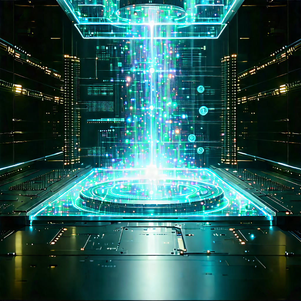 Quantum Computer With Data Streams With Image, There