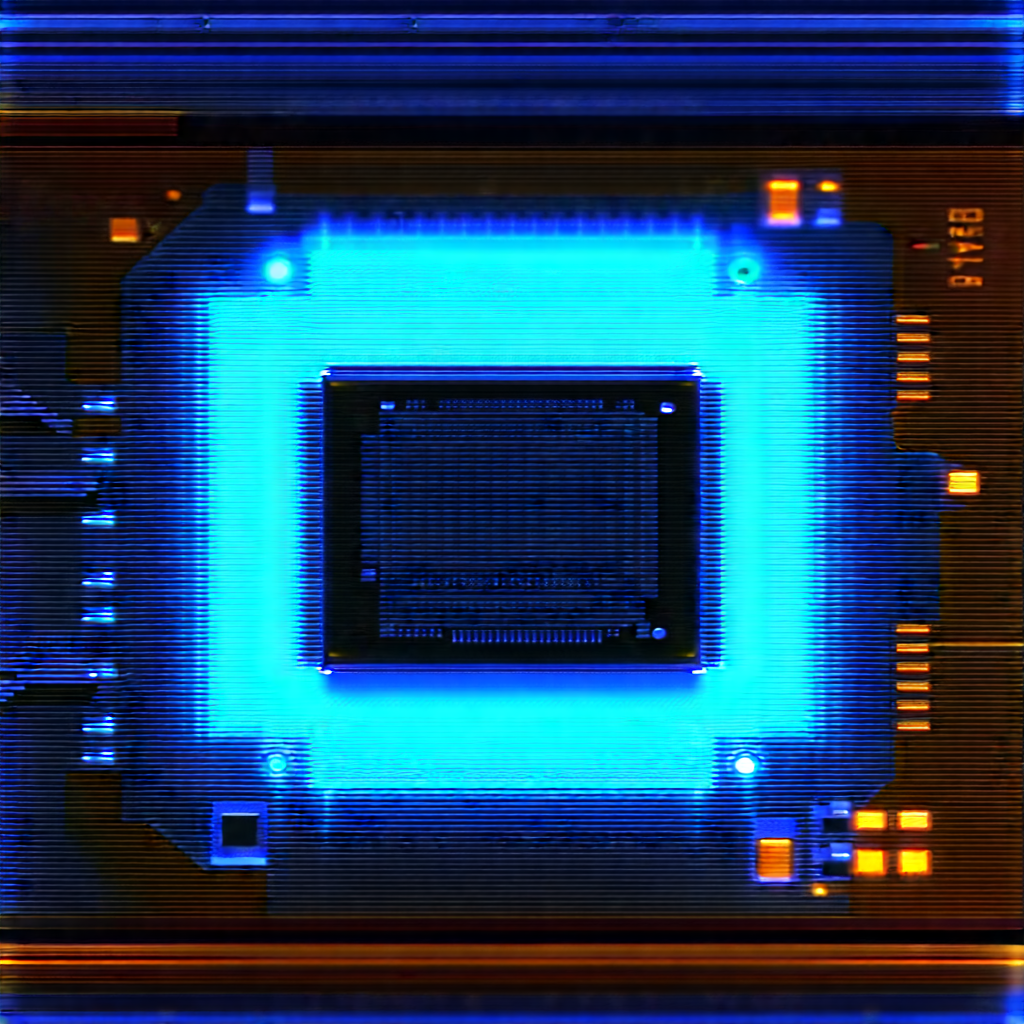 Microchip with blue light (glow:1.13)