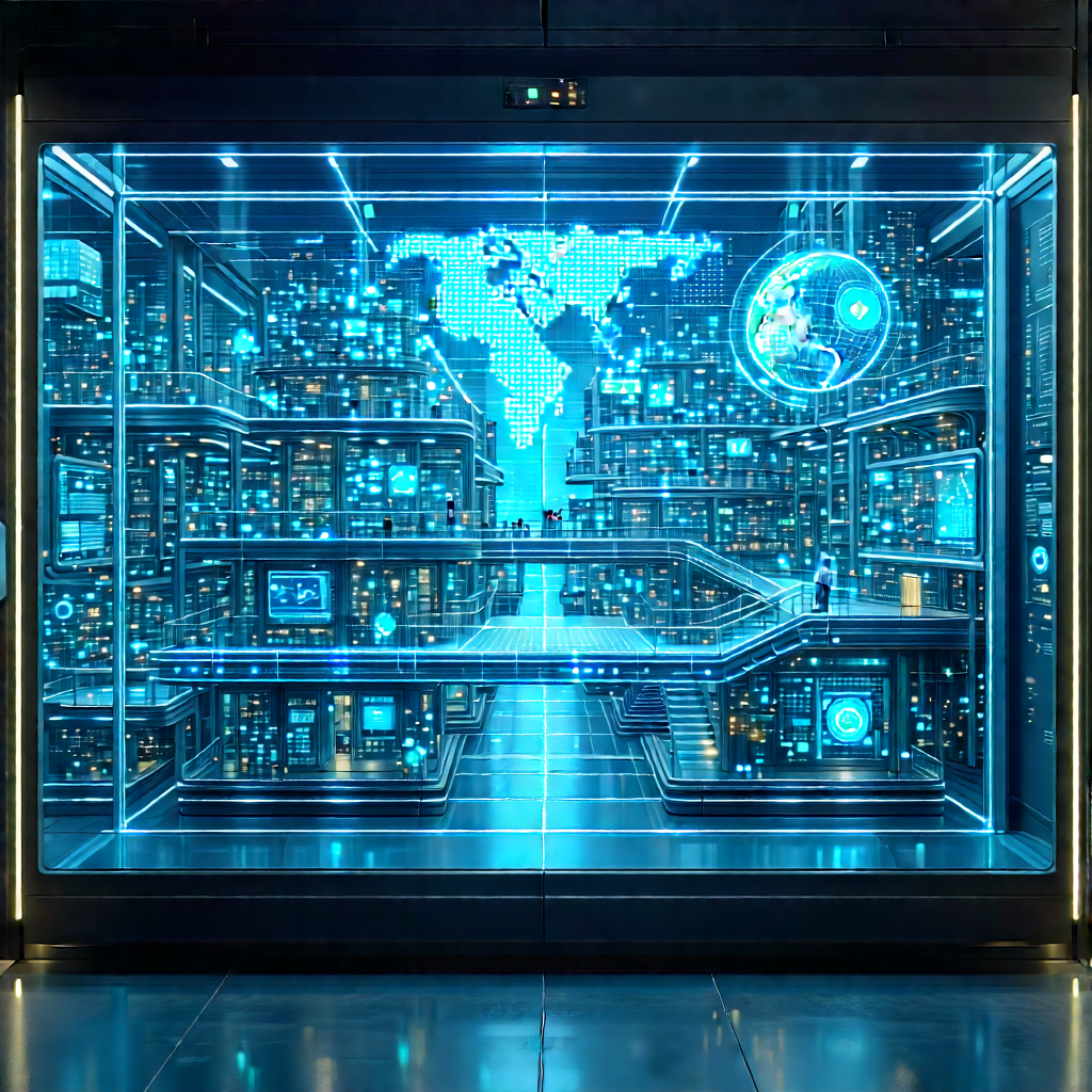 Educational Technology In Manufacturing Facility With Large, Blue,